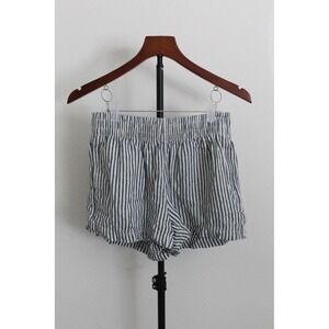 Old Navy Women's XS Blue White Striped Linen Blend Comfort Waist Shorts
